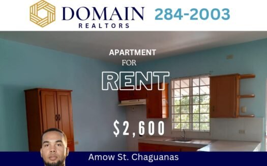 Pet Friendly, Unfurnished 1 Bedroom Apartment Amow St. Chaguanas
